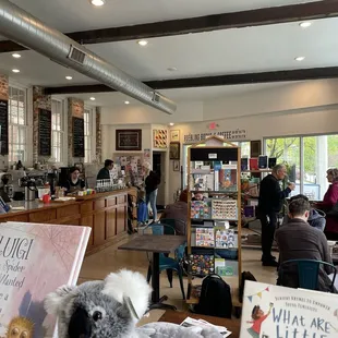 Main part of store, from children's section looking toward front door and coffee bar
