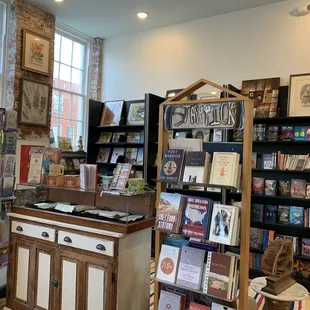 a display of books and magazines