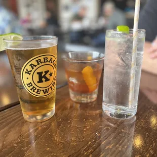 Karbach, old-fashioned, gin &amp; soda