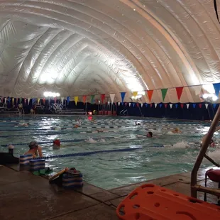 The lap pool inside the dome.