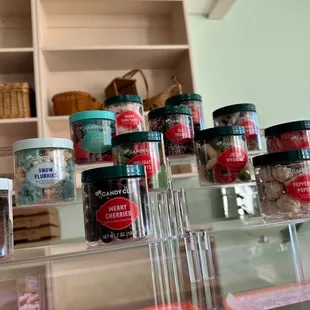 a display of cookies and candy