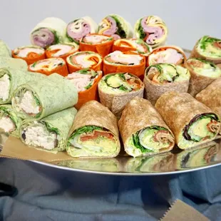 a platter of sandwiches