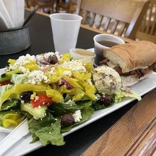1/2 Greek salad 1/2 caboose combo $15 SO GOOD