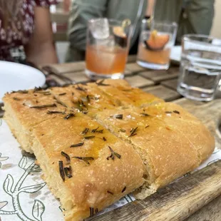 a piece of bread on a cutting board