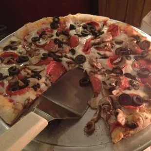 Yummy Pizza with curly pepperoni!