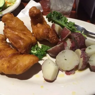 Fish and red skin potatoes.