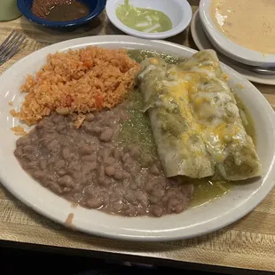 Chicken Chiladas, Beans and Rice