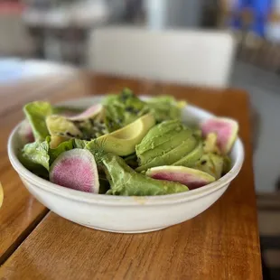 Butter lettuce salad. Love the puffed black rice!