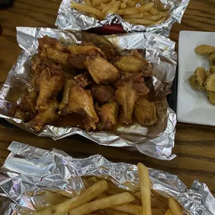 Fries and chicken wings