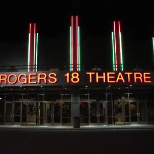 Outside entrance on a warm summer night.