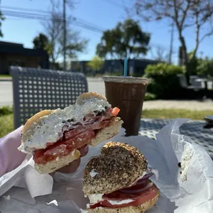 Everything Bagel with Lox, Cream Cheese, Tomato, Onion, &amp; Capers