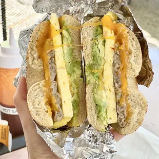 Ultimate Combo Breakfast Sandwich - Everything Bagel