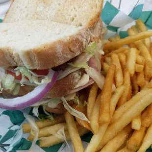 a sandwich and french fries