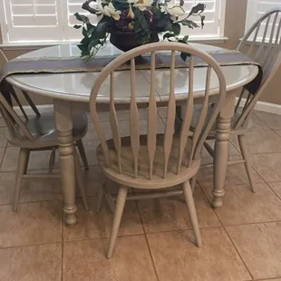 Oak refinished table &amp; chairs