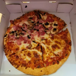 Half cheese half ham and mushroom