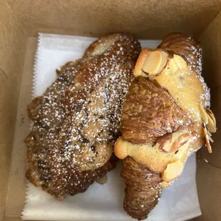 left: crookie; right: almond frangipane croissant