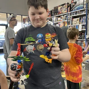 Had a great time this morning at a birthday party. My son &amp; his two creations.