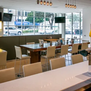 Communal table over looking Van Ness Ave