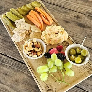 a platter of food on a picnic table