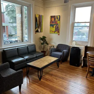 the living room and dining area