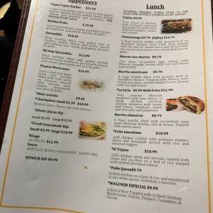 menu