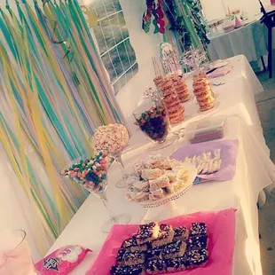 Dessert Table, glass jars, linen, and tarp we rented