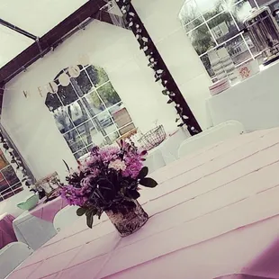 flower arrangement for my friends fairy baby shower! We also rented the coffee maker, wood arch, tables chairs, tarp &amp; linen