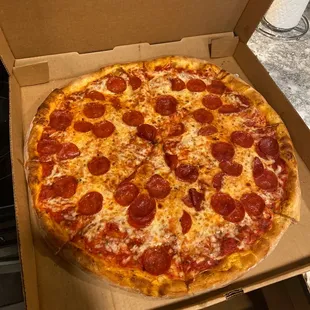 Delivery was great and the pizza is amazing!!!! Large Pepperoni Pizza