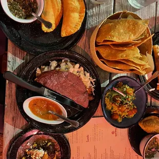 Veggie empanada, quesadilla and veggie taco