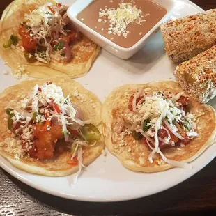 Shrimp tacos on flour tortillas