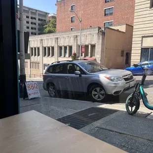 a car parked on the street