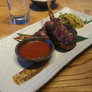 Korean Spiced Lamb Cutlets, Smoked Eggplant and Cucumber (3 Cutlets)* **