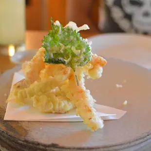 Tempura prawns and butterfish