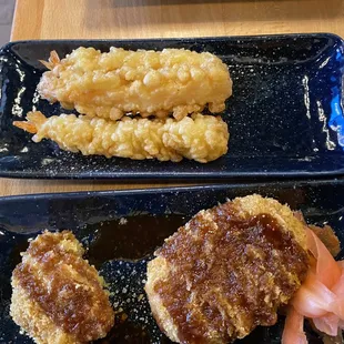 two plates of food on a table