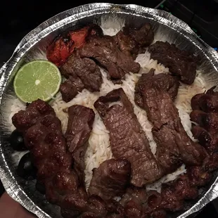 Beef koobideh and soltani, the soltani was chewy and tasted bland