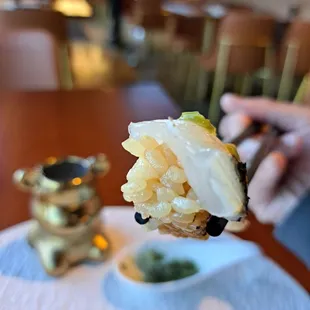 Chef&apos;s choice Nigiri Moriawase comes with seasoned rice