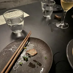 Fish bone in the aburi otoro skewer