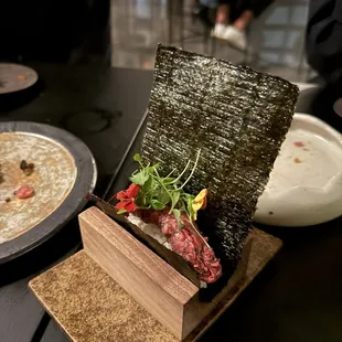 Wagyu egg yolk truffle handroll