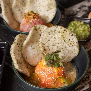 Salmon Tartare and Albacore Tartare