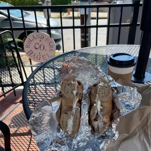 Bagel on the patio