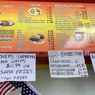 The menu