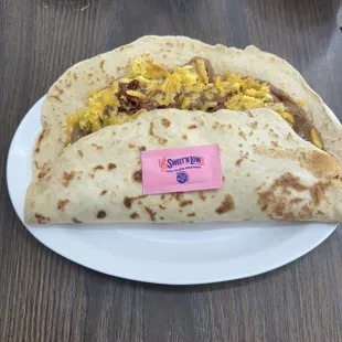Super Caleb Taco Combo with a Sweet &apos;N&apos; Low packet for size reference
