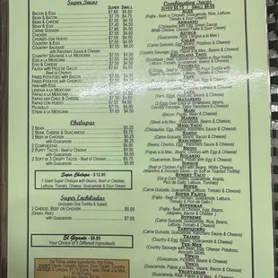 Menu inside left