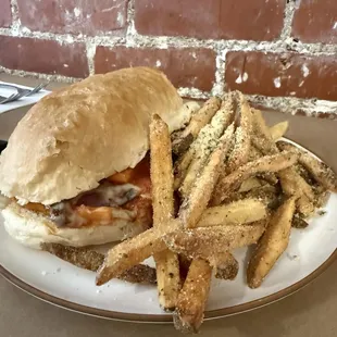 Hot Sausage Hoagie with Garlic Parmesan Fries