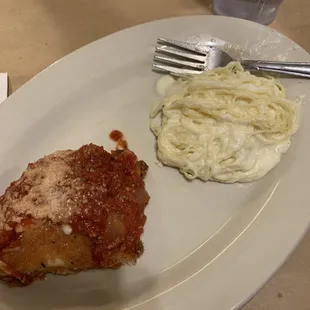 chicken parm and alfredo (from family style)