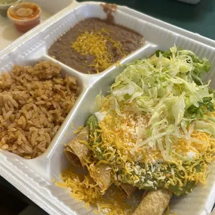 4 rolled tacos combination plate