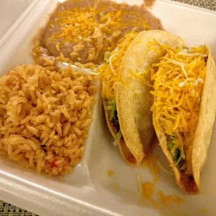 #4 with 2 tacos, beans, and rice