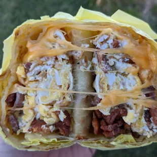 the inside of a burrito