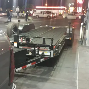 Hydraulic towing trailer for the win! Your car's bumpers won't even scrape!