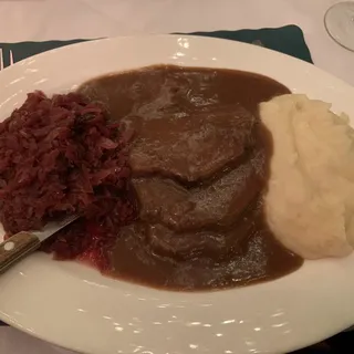 Sauerbraten, Red Cabbage, Mashed Potato